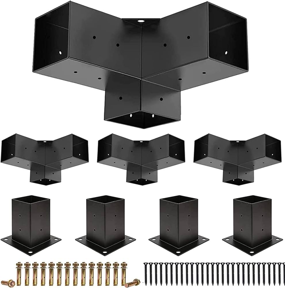 ＜税送料969円込＞WOOD 65x44mm　ブラック　２個SET以上は激安！ Amazon | パーゴラキット、支柱固定金具 角柱 ラティス 固定金具